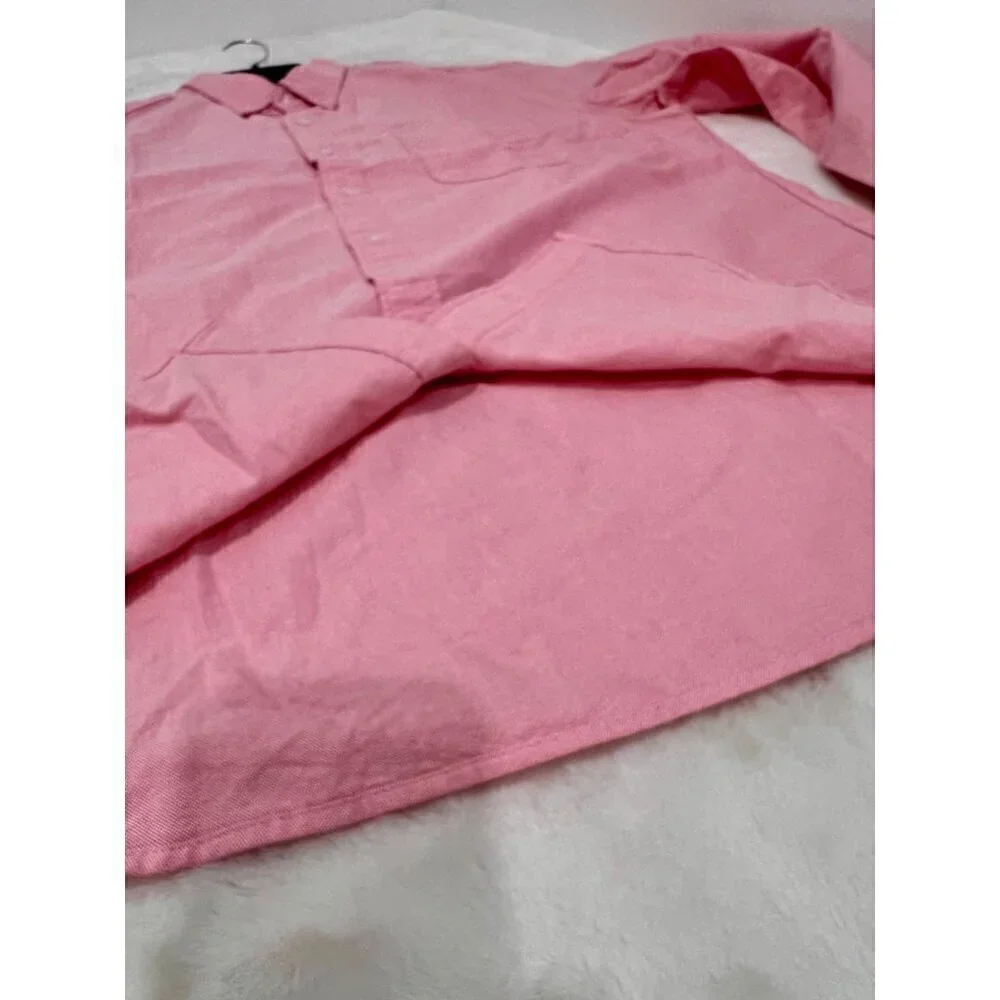 New J. Crew Size L Flex oxford casual shirt Pink SP23 *Thread Pull*